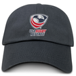 The EMB S&S Activewear USA Rugby Referees Cotton Twill Dad Cap features the official logo with an eagle and red-blue accents—ideal for fans or officials.