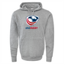 The WRS Augusta USA Rugby 60/40 Pullover Hoodie is a gray sweatshirt with the iconic USA Rugby logo and eagle design, ideal for fans.