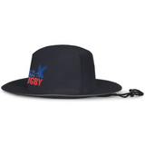 The EMB Augusta USA Rugby Throwback Legend Boonie Hat features a wide brim, chin strap, eagle logo, and moisture-wicking fabric to keep you cool and comfortable all day.