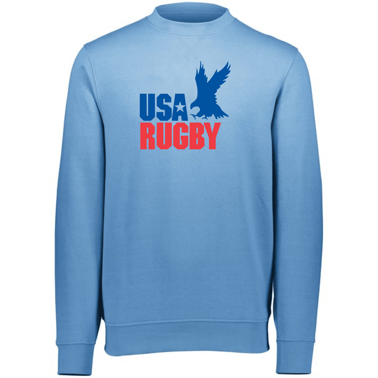 The WRS Augusta USA Rugby Throwback Fleece Crewneck Sweatshirt with an eagle on it, featuring the vintage USAR logo.