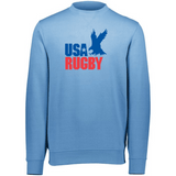 The WRS Augusta USA Rugby Throwback Fleece Crewneck Sweatshirt with an eagle on it, featuring the vintage USAR logo.