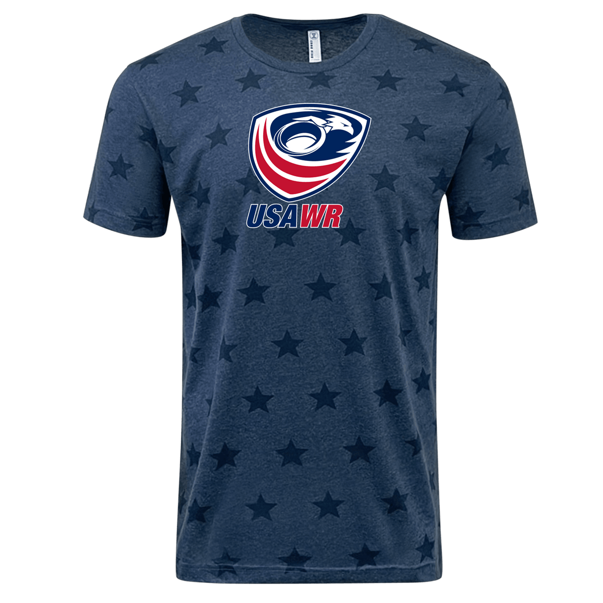 A WRS LAT USA Wheelchair Rugby Five-Star Logo Tee with stars on it.