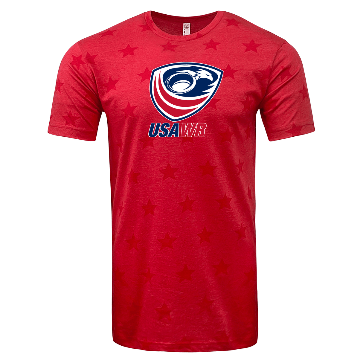 A USA Wheelchair Rugby Five-Star Logo Tee with stars on it by WRS LAT.