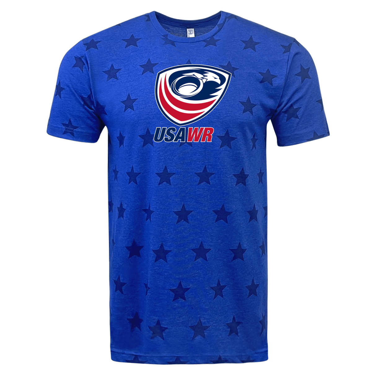 A USA Wheelchair Rugby Five-Star Logo Tee with stars on it, by WRS LAT.