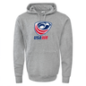 A USA Wheelchair Rugby 60/40 Pullover Hoodie featuring the WRS Augusta logo, perfect fan wear for wheelchair rugby enthusiasts.
