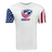 A white USA Wheelchair Rugby Stars and Stripes Logo Tee with the WRS LAT brand on it.