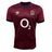 The England Replica Alternate Jersey 24/25 by Umbro showcases a striking geometric design in maroon and black, complete with the iconic England rugby rose emblem and a prominent O2 sponsor logo on the front.