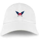 The EMB S&S Activewear University of Southern Indiana Women Adult Low-Profile Cotton Twill Dad Cap features a "USI Women's Rugby" logo with dark blue wings and bold red text—great for supporting your favorite rugby team.