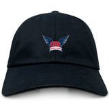 Show your team spirit with the EMB S&S Activewear University of Southern Indiana Women Adult Low-Profile Cotton Twill Dad Cap, featuring a winged "USI Women's Rugby" logo embroidered on the front.