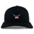 The EMB S&S Activewear University of Southern Indiana Women Retro Trucker Cap features a black and white design, embroidered "USI Women's Rugby" winged logo on the front, and a classic snapback closure.