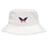 The EMB S&S Activewear University of Southern Indiana Women Crusher Bucket Cap features the "USL Women's Rugby" blue wings logo on white cotton, combining style and sun protection.