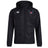 The University of Southern Indiana Women Club Vaposhield Full Zip Rain Jacket by EMB Canterbury is black with a front zipper, Canterbury logo on the right chest, blue/red winged emblem on the left, and features water-resistant VapoShield technology.