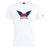 The University of Southern Indiana Women Club Plain Tee by WRS Canterbury is a white cotton-blend t-shirt with a blue and red "USI Women's Rugby" wing logo, inspired by the classic CCC Club Plain T-shirt style.