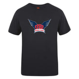 The University of Southern Indiana Women Club Plain Tee by WRS Canterbury is a black cotton blend t-shirt featuring a winged "USI" logo with "Women's Rugby" beneath, printed on the chest—combining comfort and style for fans and players.