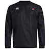 The University of Southern Indiana Women Club Vaposhield Contact Top by EMB Canterbury is a black long-sleeve rugby top with a red-and-blue winged chest logo, crew neckline, elastic cuffs, and breathable Vaposhield technology.