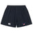 The EMB Canterbury University of Southern Indiana Women Yokohama Shorts are navy blue with an elastic waistband, a white Canterbury logo on the left leg, and a multicolored winged crown logo on the right. Lightweight and designed for peak performance.