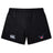 The EMB Canterbury University of Southern Indiana Women's Yokohama Short is a black rugby short for women, featuring the brand logo on the left leg and a winged "USA" emblem on the right—ideal for rugby or everyday wear.