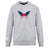 The University of Southern Indiana Women Club Crew Sweatshirt by WRS Canterbury is a gray, ultra-soft top with a "USI Women's Rugby" front logo in red and dark blue wings, plus an embroidered CCC logo on the left sleeve.
