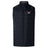 The University of Southern Indiana Women Elite Microlite Gilet by EMB Canterbury is a black quilted insulated sports vest featuring a front zipper and a small embroidered winged logo on the left chest.