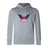 The University of Southern Indiana Women Club Lightweight Hoodie by Canterbury features a "USI Women's Rugby" logo with blue wings and red lettering, a comfy kangaroo pocket, and comes in light gray. Brand: WRS Canterbury.