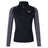 The EMB Canterbury University of Southern Indiana Women's Elite First Layer is a black and gray long-sleeve quarter-zip athletic top with VapoDri moisture-wicking tech and a red, white, and blue winged logo on the left chest.