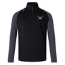 The University of Southern Indiana Women Elite First Layer by EMB Canterbury is a black and dark gray long-sleeve rugby training top with quarter-zip, VapoDri tech, winged crown chest logo, and small right shoulder logo.