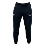 The EMB Canterbury University of Southern Indiana Women Leisure Sweatpant features a drawstring waist, recycled polyester fleece, a white CCC logo on the left thigh, and a winged emblem on the right thigh.