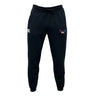 The EMB Canterbury University of Southern Indiana Women Leisure Sweatpant features a drawstring waist, recycled polyester fleece, a white CCC logo on the left thigh, and a winged emblem on the right thigh.