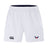 The EMB Canterbury University of Southern Indiana Women Advantage Short 2.0 features an elastic waistband, a black Canterbury logo on the left leg, and a winged emblem with a red crown on the right leg.