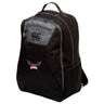 The University of Southern Indiana Women Medium Backpack by EMB Canterbury features gray accents, a front zip pocket, side mesh pocket, and an embroidered logo on the front. Includes a padded laptop pocket for added convenience.