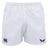 The University of Southern Indiana Women Advantage Rugby Shorts by EMB Canterbury feature an elastic waistband, moisture-wicking fabric, a black Canterbury logo on the left leg, and a winged crest on the right for comfort and performance.
