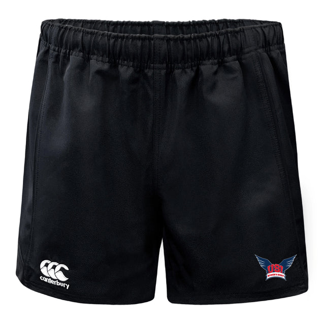 The University of Southern Indiana Women Advantage Rugby Shorts by EMB Canterbury feature an elastic waistband, Canterbury branding, and moisture-wicking fabric to keep you cool and comfortable during intense matches.