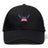 The University of Southern Indiana Women Flexfit Drill Cap by Canterbury, from EMB Canterbury, is a black curved-brim hat featuring the USI Women's Rugby logo with blue wings and red text on the front and a subtle CCC logo on the side.