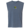 Blue Takoma Touch Rugby Unisex Heavyweight Cotton Garment-Dyed Mid-Length Muscle Tee with a small chest crest featuring a rooster and the text “Takoma TRFC.”
