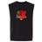 The EMB S&S Activewear Godzilla Rugby Football Club Unisex Heavyweight Cotton Garment-Dyed Mid-Length Muscle Tee is a sleeveless black top featuring a red Godzilla logo with the text “Godzilla Rugby Football Club” and two small rugby balls at the bottom of the emblem.