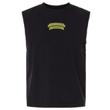 Introducing the Winchester Cannons Unisex Heavyweight Cotton Garment-Dyed Mid-Length Muscle Tee from EMB S&S Activewear. This sleeveless black shirt features a small yellow “Winchester Cannons” banner logo on the upper chest and is crafted from garment-dyed heavyweight cotton for a soft, lived-in feel. Designed with a unisex boxy fit, this muscle tee offers modern comfort and effortless style.