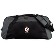 The EMB Canterbury West Potomac RFC Holdall Duffle Bag is a large, black and gray water-repellent sports bag with a shoulder strap and the club logo on front—ideal for rugby players who need durability and style on the go.