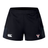 The Superior Rugby Club Women's Advantage Short 2.0 by EMB Canterbury are black sustainable sports shorts with a white Canterbury logo on the left leg and a club logo on the right, inspired by the original Women's Advantage Short 2.0 design.