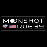 The WRS LAT USA Rugby Moonshot Tee features "Moonshot Rugby" text, a rugby shield, and the American flag, supporting the Men's Eagles' journey to the 2031 Rugby World Cup.
