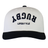 The EMB Augusta Upside Down Rugby Lifestyle Snapback Cap features "RUGBY" stitched upside down above "LIFESTYLE" on the front in black and white—perfect for expressing your rugby lifestyle.
