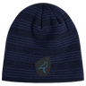 The EMB Canterbury Uruguay Shield Beanie in blue and black stripes showcases a unique bird logo, capturing Uruguay's vibrant energy.