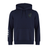 The EMB Canterbury Uruguay Shield Club Hoodie in navy blue features a hood, drawstrings, front pocket, small chest logo, and sleeve stripes. Made from premium sweatshirt fleece, it's ideal for rugby supporters.