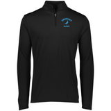 A men's black Nations of Rugby Uruguay Rugby 1/4 Zip Pullover with a blue EMB Augusta logo featuring wicking technology.
