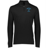A men's black Nations of Rugby Uruguay Rugby 1/4 Zip Pullover with a blue EMB Augusta logo featuring wicking technology.