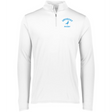 A white men's Nations of Rugby Uruguay Rugby 1/4 Zip Pullover with a blue logo, featuring wicking technology by EMB Augusta.