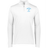 A white men's Nations of Rugby Uruguay Rugby 1/4 Zip Pullover with a blue logo, featuring wicking technology by EMB Augusta.