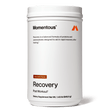 A white container labeled "Momentous Recovery" by Momentous in chocolate flavor, featuring whey protein for muscle repair and balanced carbs to support optimal post-workout recovery.