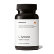 A black bottle labeled "Momentous Tyrosine" by Momentous, containing 60 capsules for cognitive support, is displayed against a plain white background.