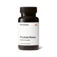 A black bottle of Momentous Rhodiola Rosea by Momentous, containing 60 capsules of a natural adaptogen dietary supplement for stress management, is displayed against a plain white background.