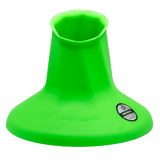 The Rugby Bricks Vortex High Cut Kicking Tee is a green tee with a wide base, angled top, brand logo, and round label—designed by Rugby Bricks for precise and powerful goal kicking on the rugby field.